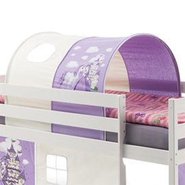 Tunnel MAX tente cabane pour lit surélevé coton motif princesse lilas blanc Tunnel MAX tente cabane pour lit surélevé coton motif princesse lilas blanc 2