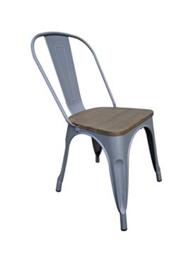 Victor chaises lot de 2 TOLIX métal noire gris avec assise en bois – pour salle a manger retro industrielle Victor chaises lot de 2 TOLIX métal noire gris avec assise en bois – pour salle a manger retro industrielle 3