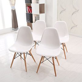 WV LeisureMaster Lot de 4 Chaises Blanches de Salle à Manger Chaise de Cuisine avec Pieds en Bois WV LeisureMaster Lot de 4 Chaises Blanches de Salle à Manger Chaise de Cuisine avec Pieds en Bois