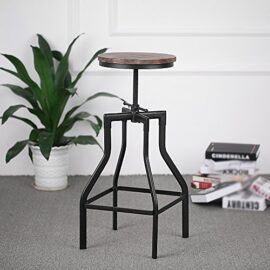 iKayaa Tabouret de bar pivotant réglable en hauteur iKayaa Style industriel Chaise à manger en sapin naturel + chêne en métal iKayaa Tabouret de bar pivotant réglable en hauteur iKayaa Style industriel Chaise à manger en sapin naturel + chêne en métal 3