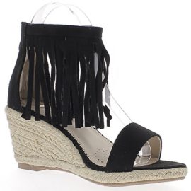 Espadrilles compensées femme noires à talons de 7,5 cm aspect daim Espadrilles compensées femme noires à talons de 7,5 cm aspect daim 3