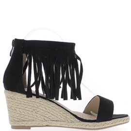 Espadrilles compensées femme noires à talons de 7,5 cm aspect daim Espadrilles compensées femme noires à talons de 7,5 cm aspect daim 4