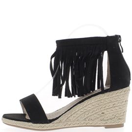 Espadrilles compensées femme noires à talons de 7,5 cm aspect daim Espadrilles compensées femme noires à talons de 7,5 cm aspect daim 6