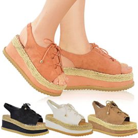 Espadrilles/sandales à lacets – semelle plateforme – bride arrière – femme Espadrilles/sandales à lacets – semelle plateforme – bride arrière – femme 2