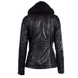 iMELY Femme Veste avec Capuche Zipped Jacket Manches Longues Vêtement de Cuir Slim Fit Manteau Noir iMELY Femme Veste avec Capuche Zipped Jacket Manches Longues Vêtement de Cuir Slim Fit Manteau Noir 4