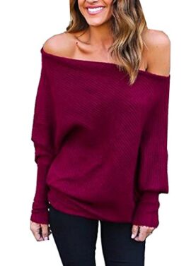 AHOOME-Femme-Sweater-T-Shirt-Col-Bateau-Sexy-Shirt-Pull-Manche-Longue-Chandail-Top-Tricot-Casual-Automne-Hiver-2017-0-2