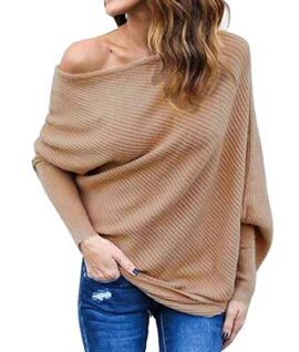 AHOOME-Femme-Sweater-T-Shirt-Col-Bateau-Sexy-Shirt-Pull-Manche-Longue-Chandail-Top-Tricot-Casual-Automne-Hiver-2017-0-3