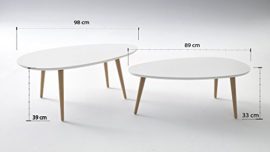 Bobochic – Tables basses Gigognes Scandinaves – Lot de 2 – MDF laqué Blanc / blanc Bobochic – Tables basses Gigognes Scandinaves – Lot de 2 – MDF laqué Blanc / blanc 3