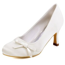 ElegantPark A0756 Femme Bout Rond Noeud a deux boucle Talon Satin Escarpins Chaussures De Mariage Mariee ElegantPark A0756 Femme Bout Rond Noeud a deux boucle Talon Satin Escarpins Chaussures De Mariage Mariee