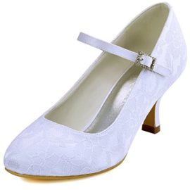 Elegantpark-EP1085-Bout-Ferme-Dentelle-Satin-Bride-Boucle-Talon-Pumps-Femme-Chaussures-de-Mariage-Mariee-Ceremonie-0