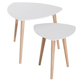 HOMCOM Lot de 2 Tables Basses Gigognes Scandinaves Table Café 60 x 60 x 50cm/40 x 39 x 44cm Blanc HOMCOM Lot de 2 Tables Basses Gigognes Scandinaves Table Café 60 x 60 x 50cm/40 x 39 x 44cm Blanc 2