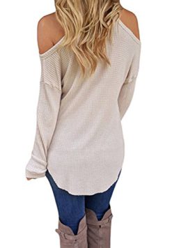 LAEMILIA-Pull-Femme-Epaule-Nue-Chandails–Manches-Longues-Casual-Col-Rond-Pullover-en-Maille-Sweater-Jumper-Tops-Tricots-0-1