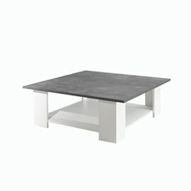 LIME Table basse 89×89 cm – Blanc et décor béton LIME Table basse 89×89 cm – Blanc et décor béton