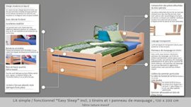 Lit d’adolescents « Easy Sleep® » K4 120×200 cm, incl. 2 tiroirs et 1 panneau de masquage bois d’hêtre massif naturel Lit d’adolescents « Easy Sleep® » K4 120×200 cm, incl. 2 tiroirs et 1 panneau de masquage bois d’hêtre massif naturel 3