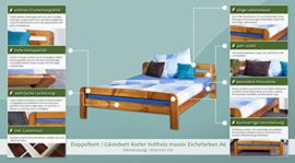 Lit-double-dami-bois-du-pin-massif-en-couleur-de-chne-A6-incl-sommier–lattes-Dimensions-160-x-200-cm-0-1