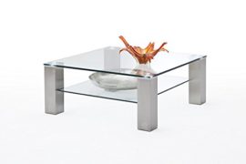 Robas Lund 58627Z14 ASTA Table basse carrée Verre/Acier satiné Transparent 90 x 90 x 40 cm Robas Lund 58627Z14 ASTA Table basse carrée Verre/Acier satiné Transparent 90 x 90 x 40 cm 3