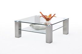 Robas Lund 58627Z14 ASTA Table basse carrée Verre/Acier satiné Transparent 90 x 90 x 40 cm Robas Lund 58627Z14 ASTA Table basse carrée Verre/Acier satiné Transparent 90 x 90 x 40 cm