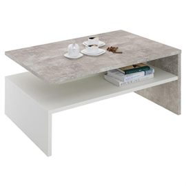 Table basse de salon ADELAIDE MDF mélaminé béton et blanc Table basse de salon ADELAIDE MDF mélaminé béton et blanc