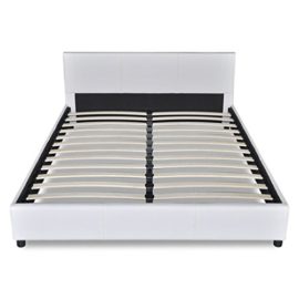 vidaXL Lit blanc en cuir artificiel 180 x 200 cm avec matelas vidaXL Lit blanc en cuir artificiel 180 x 200 cm avec matelas 4