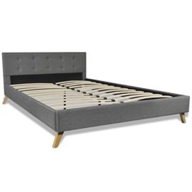 vidaXL Lit en bois 200 x 140 cm avec revÃªtement tissu gris clair vidaXL Lit en bois 200 x 140 cm avec revÃªtement tissu gris clair 2