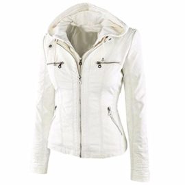 AHOOME Femme Veste En Cuir Blousons Fermeture Éclair Manteau à Capuche Court Veste Jacket Hooded Tops Automne- Hiver 2017 AHOOME Femme Veste En Cuir Blousons Fermeture Éclair Manteau à Capuche Court Veste Jacket Hooded Tops Automne- Hiver 2017 3