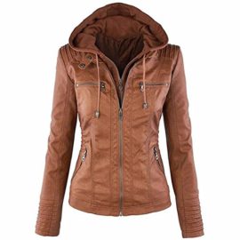 AHOOME Femme Veste En Cuir Blousons Fermeture Éclair Manteau à Capuche Court Veste Jacket Hooded Tops Automne- Hiver 2017 AHOOME Femme Veste En Cuir Blousons Fermeture Éclair Manteau à Capuche Court Veste Jacket Hooded Tops Automne- Hiver 2017 5