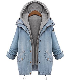 BYD Femmes Veste à Capuche En Couches Casual Denim Manteaux Bouton Avant Chaud Jean Blouson Manteau Hoodie Hoody Outwear Automne Hiver BYD Femmes Veste à Capuche En Couches Casual Denim Manteaux Bouton Avant Chaud Jean Blouson Manteau Hoodie Hoody Outwear Automne Hiver