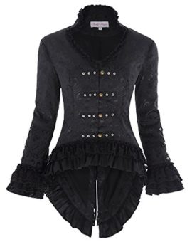 Belle-Poque-Femme-Veste-Manteau-Gotique-Victorien-Noir--Manche-Longue-pour-Fte-0