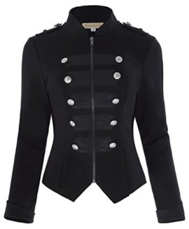 Kate Kasin® Veste Militaire Décorée par Boutons à Manches Longues Gothique Steampunk Blouson Noir Femme Kate Kasin® Veste Militaire Décorée par Boutons à Manches Longues Gothique Steampunk Blouson Noir Femme