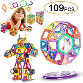 LIVEHITOP-109-Pice-Blocs-de-Construction-Magntique-Magique-Aimant-ducatif-Cratif-Bloc-Construction-Jouet-Cadeau-Pour-Journe-des-Enfants-Bambin-plus-de-3-ans-Apprendre-Couleur-et-Forme-0