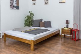 Lit futon bois du pin massif en couleur de chêne A10, incl. sommier à lattes – Dimensions : 160 x 200 cm Lit futon bois du pin massif en couleur de chêne A10, incl. sommier à lattes – Dimensions : 160 x 200 cm