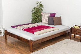 Lit futon bois du pin massif en couleur de noyen A10, incl. sommier à lattes – Dimensions : 140 x 200 cm Lit futon bois du pin massif en couleur de noyen A10, incl. sommier à lattes – Dimensions : 140 x 200 cm 2