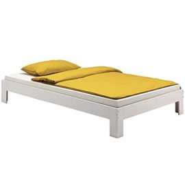 Lit futon lit simple THOMAS 120 x 200 cm pin massif lasuré blanc Lit futon lit simple THOMAS 120 x 200 cm pin massif lasuré blanc