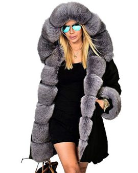 Roiii-Hiver-Lady-Femmes-veste-parka-paississent-longueur-capuche-manteau-chaud-outwear-taille-36-52-0