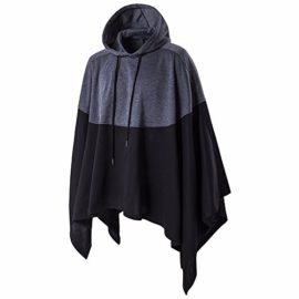 Sunenjoy Hommes Manteau Irrégulière Patchwork Manches de chauve-souris en vrac capuche Poncho Cap Manteau Sunenjoy Hommes Manteau Irrégulière Patchwork Manches de chauve-souris en vrac capuche Poncho Cap Manteau