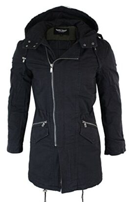 Veste parka 3/4 capuche fermeture éclair de coté détail dos long rembourré kaki coupe ajustée homme Veste parka 3/4 capuche fermeture éclair de coté détail dos long rembourré kaki coupe ajustée homme