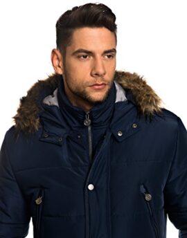 Vincenzo Boretti Homme Manteau d’hiver avec col montant, pelage détacheable et cordon de serrage Vincenzo Boretti Homme Manteau d’hiver avec col montant, pelage détacheable et cordon de serrage 4