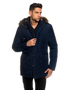 Vincenzo Boretti Homme Manteau d’hiver avec col montant, pelage détacheable et cordon de serrage Vincenzo Boretti Homme Manteau d’hiver avec col montant, pelage détacheable et cordon de serrage 2