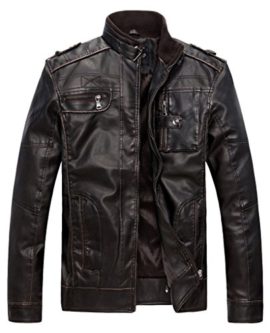 Wantdo-Homme-Blouson-en-Cuir-Col-Montant-0