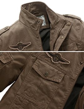 WenVen Homme Blouson Léger en Coton Veste Militaire Style Classique Armée Automne WenVen Homme Blouson Léger en Coton Veste Militaire Style Classique Armée Automne 5