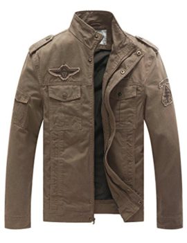 WenVen Homme Blouson Léger en Coton Veste Militaire Style Classique Armée Automne WenVen Homme Blouson Léger en Coton Veste Militaire Style Classique Armée Automne