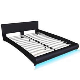 vidaXL Lit en cuir artificiel 180 x 200 cm avec bande LED Noir + Matelas vidaXL Lit en cuir artificiel 180 x 200 cm avec bande LED Noir + Matelas 6