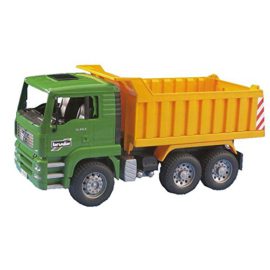 BRUDER-02765-Camion-benne-MAN-Vert-Jaune-0