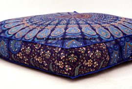 Coussins de sol indiens / poufs ottomans carrés, au motif de paon ou de mandala, vendus par Handicraft-Palace Coussins de sol indiens / poufs ottomans carrés, au motif de paon ou de mandala, vendus par Handicraft-Palace 2