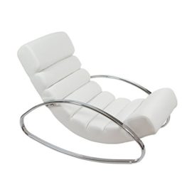 Fauteuil à bascule blanc cuir synthétique Fauteuil à bascule blanc cuir synthétique