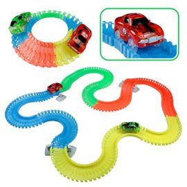 Glow-Race-Track-Voiture-Tracks-Lumineuse-Circuit-des-Voitures-with-240-PCS-Luminescent-Rails-Flexible-Track-0-0