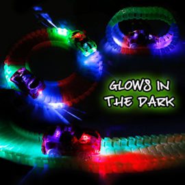 Glow-Race-Track-Voiture-Tracks-Lumineuse-Circuit-des-Voitures-with-240-PCS-Luminescent-Rails-Flexible-Track-0-1