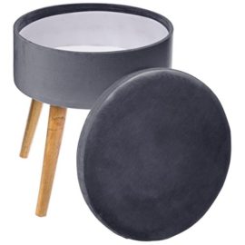 Grand-Tabouret-pouf-coffre-de-rangement-ROND-Style-Scandinave-Coloris-GRIS-Fonc-aspect-velours-0-0