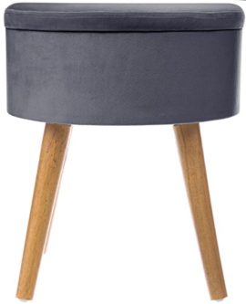 Grand-Tabouret-pouf-coffre-de-rangement-ROND-Style-Scandinave-Coloris-GRIS-Fonc-aspect-velours-0-2