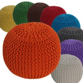 Homescapes Pouf Tricoté 100% Coton Repose-pied Rembourré des Billes pour le Salon, la Chambre des Enfants ou pour les Personnes Âgées Homescapes Pouf Tricoté 100% Coton Repose-pied Rembourré des Billes pour le Salon, la Chambre des Enfants ou pour les Personnes Âgées 2